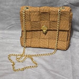 Vintage Fiona Tan‎ Woven Purse Gold Lock Chain Made in Italy